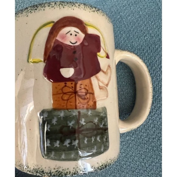 Holiday Christmas Coffee Mug 3D Snowman Angel Set / 2 Oldies Look Microwave Safe - Picture 7 of 8